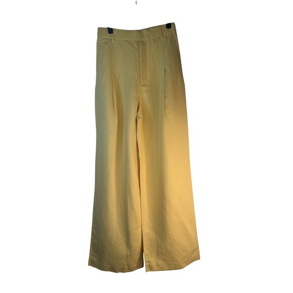 2/$30 ZARA XS Yellow High Rise Wide-Leg Linen & Cotton Blend Pants - Picture 8 of 16